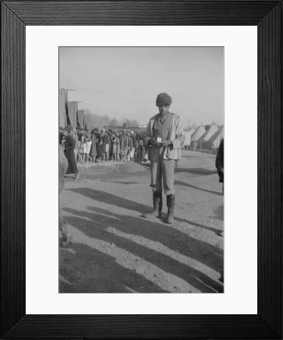 Framed Print : Possibly: Negro with a fur cap, a flood refugee in the camp at Forrest City, Arkansas, 1937. Creator: Walker Evans Framed Print : Possibly: Negro with a fur cap, a flood refugee in the camp at Forrest City, Arkansas, 1937. Creator: Walker Evans