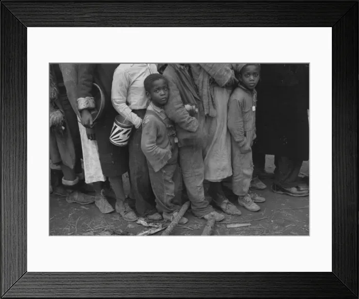 Framed Print : Flood refugees at mealtime, Forrest City, Arkansas, 1937. Creator: Walker Evans Framed Print : Flood refugees at mealtime, Forrest City, Arkansas, 1937. Creator: Walker Evans
