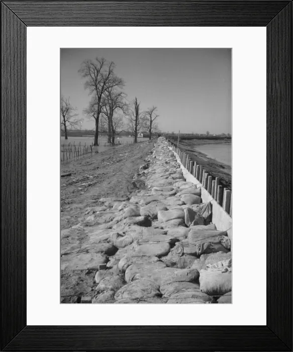 Framed Print : The Bessie Levee augmented with sand bags, near Tiptonville, Tennessee, 1937. Creator: Walker Evans Framed Print : The Bessie Levee augmented with sand bags, near Tiptonville, Tennessee, 1937. Creator: Walker Evans