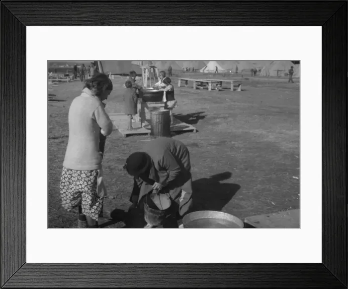Framed Print : Facilities for washing in the camp for white flood refugees, Forrest City, Arkansas, 1937. Creator: Walker Evans Framed Print : Facilities for washing in the camp for white flood refugees, Forrest City, Arkansas, 1937. Creator: Walker Evans