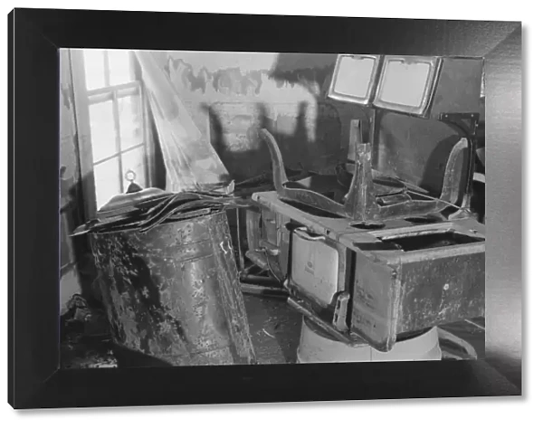 Interior of a farmhouse near Ridgeley, Tennessee, after the 1937 flood waters... 1937. Creator: Walker Evans