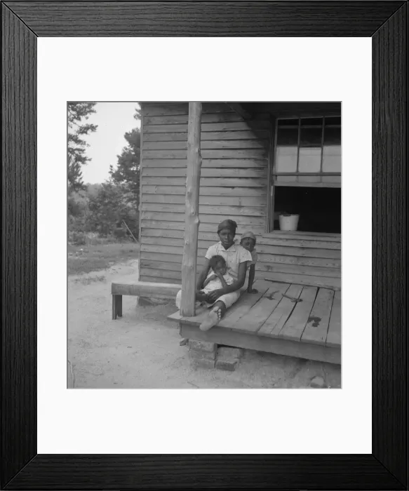 Framed Print : Untitled, [children on porch], between 1935 and 1942. Creator: Dorothea Lange