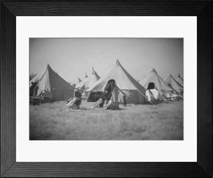 Framed Print : Possibly: Flood refugee encampment at Forrest City, Arkansas, ca. 1937. Creator: Walker Evans Framed Print : Possibly: Flood refugee encampment at Forrest City, Arkansas, ca. 1937. Creator: Walker Evans
