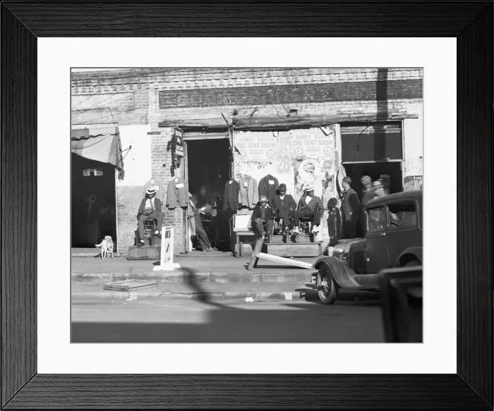 Framed Print : Sidewalk scene in Selma, Alabama, 1935. Creator: Walker Evans Framed Print : Sidewalk scene in Selma, Alabama, 1935. Creator: Walker Evans