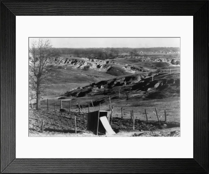 Framed Print : Erosion near Tupelo, Mississippi, 1936. Creator: Walker Evans Framed Print : Erosion near Tupelo, Mississippi, 1936. Creator: Walker Evans