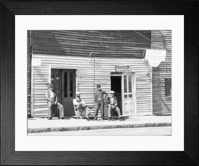 Framed Print : Vicksburg Negroes and shop front, Mississippi, 1936. Creator: Walker Evans Framed Print : Vicksburg Negroes and shop front, Mississippi, 1936. Creator: Walker Evans