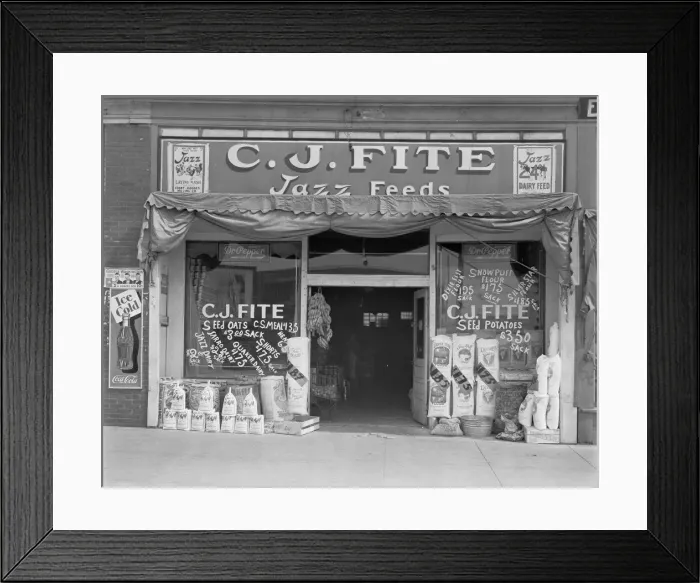 Framed Print : Alabama feed store front, 1936. Creator: Walker Evans