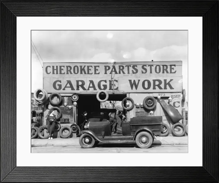 Framed Print : Auto parts shop, Atlanta, Georgia, 1936. Creator: Walker Evans Framed Print : Auto parts shop, Atlanta, Georgia, 1936. Creator: Walker Evans