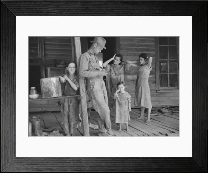 Framed Print : Floyd Burroughs and Tengle children, Hale County, Alabama, 1936. Creator: Walker Evans Framed Print : Floyd Burroughs and Tengle children, Hale County, Alabama, 1936. Creator: Walker Evans