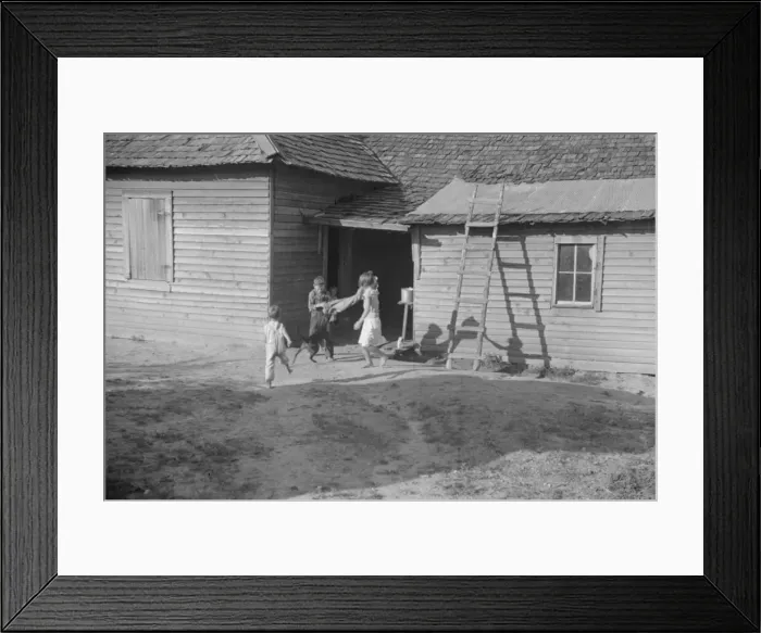 Framed Print : Burroughs children playing in the yard, Hale County, Alabama, 1936. Creator: Walker Evans Framed Print : Burroughs children playing in the yard, Hale County, Alabama, 1936. Creator: Walker Evans