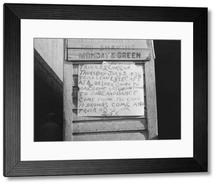 Framed Print : Excursion sign, Alabama, 1936. Creator: Walker Evans Framed Print : Excursion sign, Alabama, 1936. Creator: Walker Evans