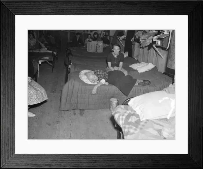 Framed Print : Flood refugees in canning factory used by the Red Cross as a relief... Mayfield, Kentucky, 1937. Creator: Walker Evans Framed Print : Flood refugees in canning factory used by the Red Cross as a relief... Mayfield, Kentucky, 1937. Creator: Walker Evans