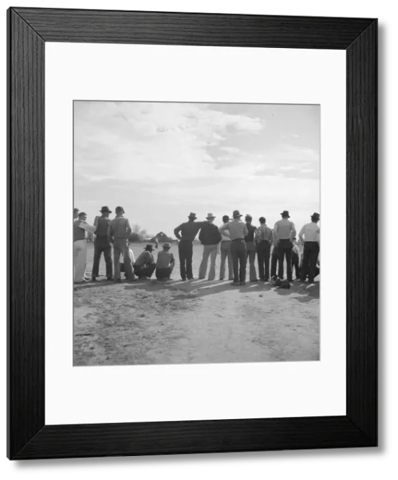 Framed Print : Watching ball game, Shafter migrant camp, California, 1938. Creator: Dorothea Lange Framed Print : Watching ball game, Shafter migrant camp, California, 1938. Creator: Dorothea Lange