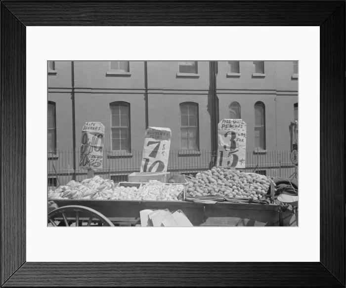 Framed Print : A fruit and vegetable vendor stand, 61st Street between 1st and 3rd Avenues, New York, 1938. Creator: Walker Evans Framed Print : A fruit and vegetable vendor stand, 61st Street between 1st and 3rd Avenues, New York, 1938. Creator: Walker Evans