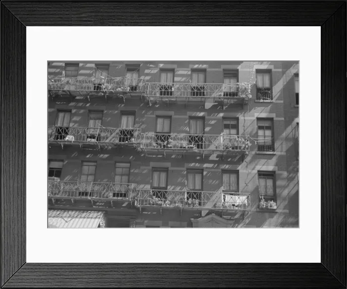 Framed Print : House fronts, 61st Street between 1st and 3rd Avenues, New York, 1938. Creator: Walker Evans Framed Print : House fronts, 61st Street between 1st and 3rd Avenues, New York, 1938. Creator: Walker Evans