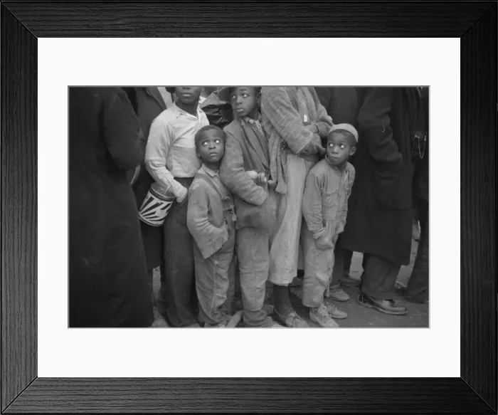Framed Print : Flood refugees at mealtime, Forrest City, Arkansas, 1937. Creator: Walker Evans Framed Print : Flood refugees at mealtime, Forrest City, Arkansas, 1937. Creator: Walker Evans