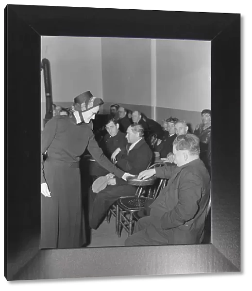 Meeting opens with taking the collection, Salvation Army, San Francisco, California, 1939. Creator: Dorothea Lange
