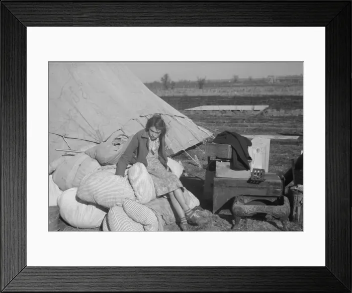 Framed Print : A girl in the camp for white flood refugees, Forrest City, Arkansas, 1937. Creator: Walker Evans Framed Print : A girl in the camp for white flood refugees, Forrest City, Arkansas, 1937. Creator: Walker Evans