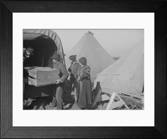 Framed Print : Unloading household goods of a family of white flood refugees in camp, Forrest City, Arkansas, 1937. Creator: Walker Evans Framed Print : Unloading household goods of a family of white flood refugees in camp, Forrest City, Arkansas, 1937. Creator: Walker Evans