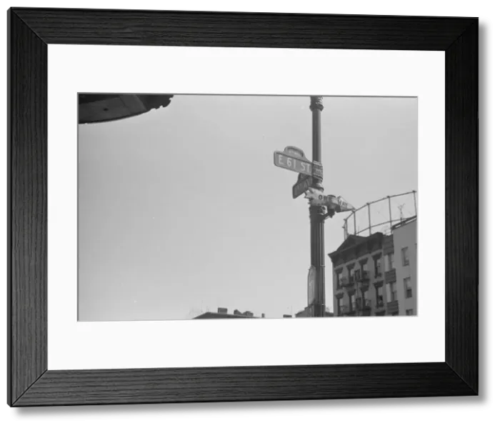 Framed Print : Street sign, 61st Street between 1st and 3rd Avenues, New York, 1938. Creator: Walker Evans Framed Print : Street sign, 61st Street between 1st and 3rd Avenues, New York, 1938. Creator: Walker Evans