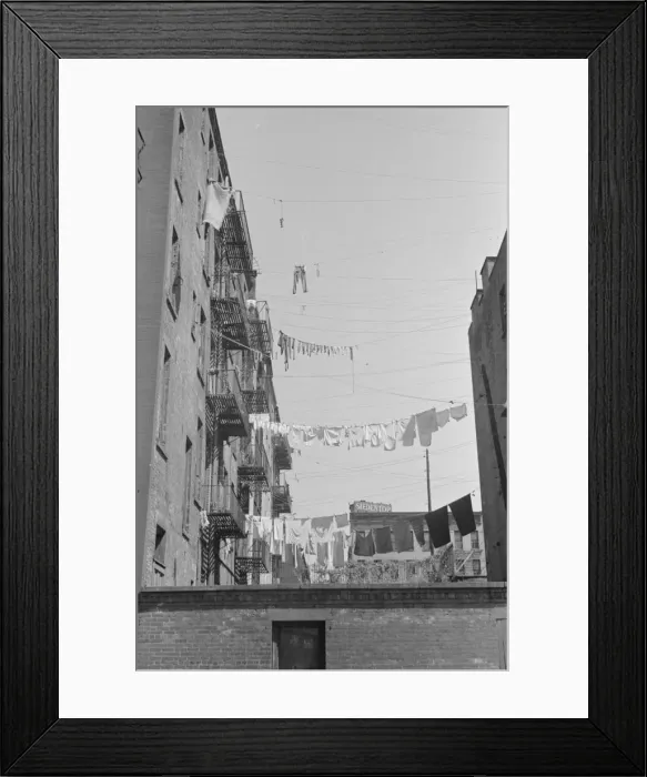 Framed Print : Apartment houses from the rear, 61st Street between 1st and 3rd Avenues, New York, 1938. Creator: Walker Evans Framed Print : Apartment houses from the rear, 61st Street between 1st and 3rd Avenues, New York, 1938. Creator: Walker Evans