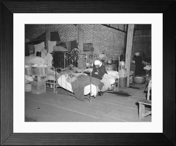Framed Print : Sick flood refugee in the Red Cross temporary infirmary at Forrest City, Arkansas, 1937. Creator: Walker Evans Framed Print : Sick flood refugee in the Red Cross temporary infirmary at Forrest City, Arkansas, 1937. Creator: Walker Evans