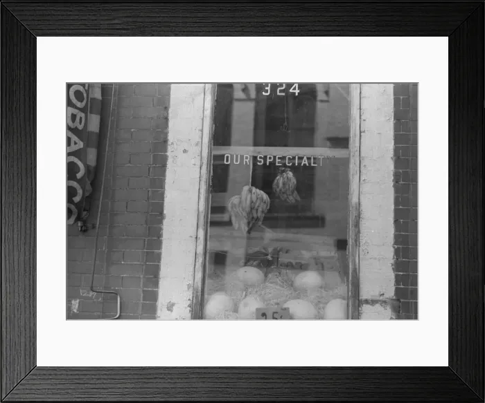 Framed Print : A shop window, 61st Street between 1st and 3rd Avenues, New York, 1938. Creator: Walker Evans Framed Print : A shop window, 61st Street between 1st and 3rd Avenues, New York, 1938. Creator: Walker Evans