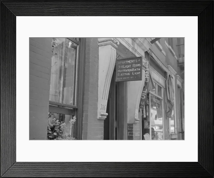 Framed Print : A sign offering apartments for rent, 61st Street between 1st and 3rd Avenues, New York, 1938. Creator: Walker Evans Framed Print : A sign offering apartments for rent, 61st Street between 1st and 3rd Avenues, New York, 1938. Creator: Walker Evans