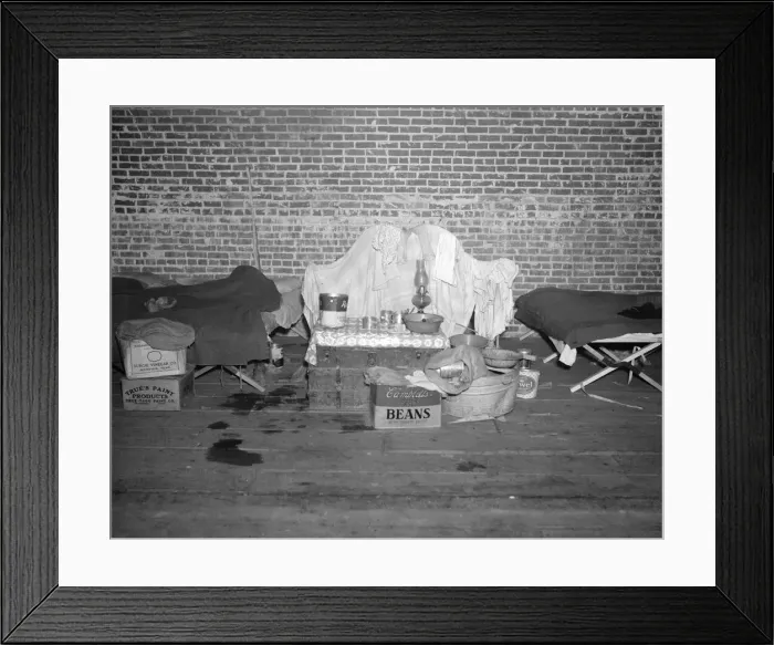 Framed Print : Household goods of a Negro flood refugee in the temporary infirmary, Forrest City, Arkansas, 1937. Creator: Walker Evans Framed Print : Household goods of a Negro flood refugee in the temporary infirmary, Forrest City, Arkansas, 1937. Creator: Walker Evans