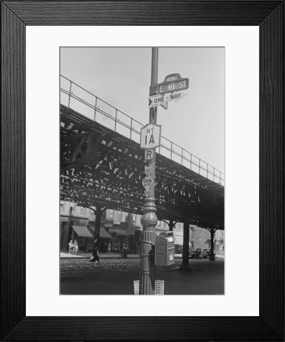 Framed Print : Street signs, 61st Street between 1st and 3rd Avenues, New York, 1938. Creator: Walker Evans Framed Print : Street signs, 61st Street between 1st and 3rd Avenues, New York, 1938. Creator: Walker Evans