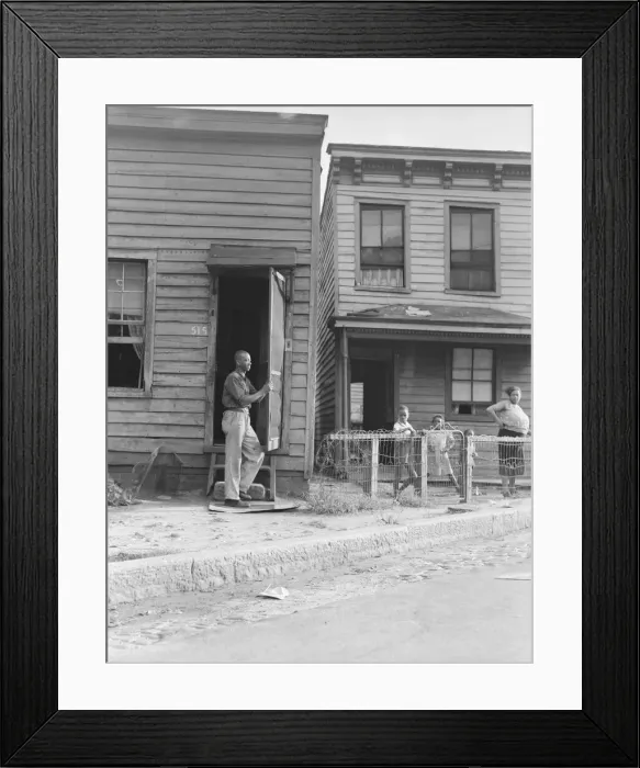 Framed Print : Twelve dollars a month for three rooms, Housing, Richmond, Virginia. 1938. Creator: Dorothea Lange Framed Print : Twelve dollars a month for three rooms, Housing, Richmond, Virginia. 1938. Creator: Dorothea Lange