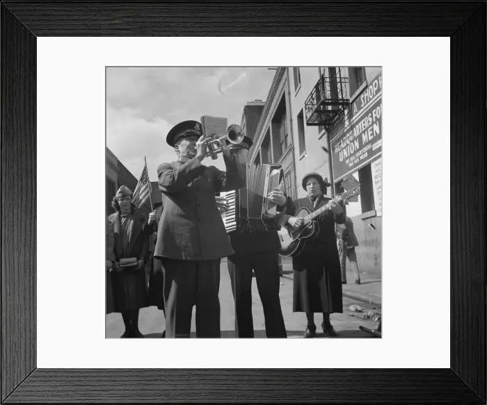 Framed Print : Trio, Salvation Army, San Francisco, California, 1939. Creator: Dorothea Lange Framed Print : Trio, Salvation Army, San Francisco, California, 1939. Creator: Dorothea Lange