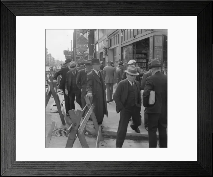 Framed Print : Street scene as the army began to sing, Salvation Army, San Francisco, California, 1939. Creator: Dorothea Lange Framed Print : Street scene as the army began to sing, Salvation Army, San Francisco, California, 1939. Creator: Dorothea Lange