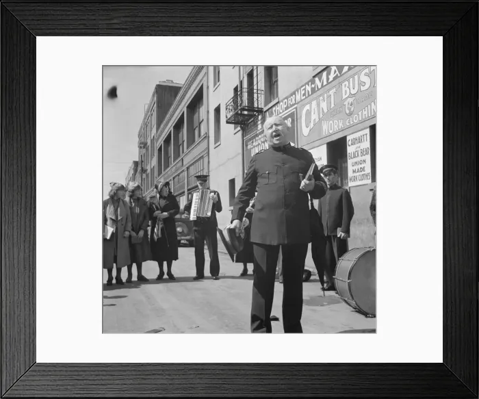 Framed Print : Power of the Lord preaching by a soldier'... Salvation Army, San Francisco, California, 1939. Creator: Dorothea Lange Framed Print : Power of the Lord preaching by a soldier'... Salvation Army, San Francisco, California, 1939. Creator: Dorothea Lange