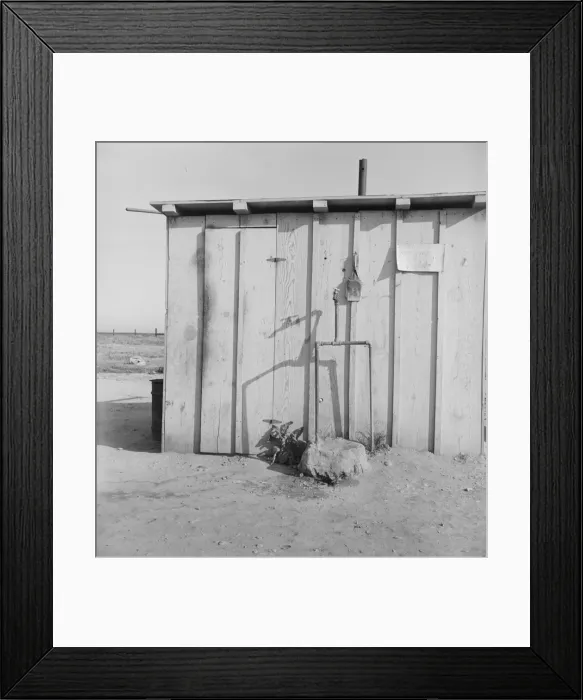 Framed Print : Water supply for ten cabins in Arkansawyers auto camp. Greenfield, Salinas Valley, California, 1939. Creator: Dorothea Lange Framed Print : Water supply for ten cabins in Arkansawyers auto camp. Greenfield, Salinas Valley, California, 1939. Creator: Dorothea Lange