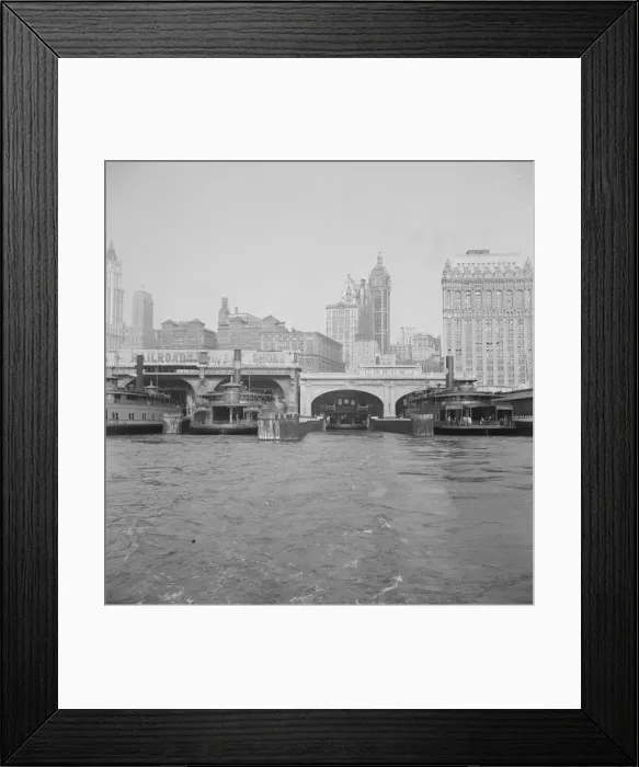 Framed Print : Ferry boats still make train connections which transports passengers in... of New York City, 1939. Creator: Dorothea Lange Framed Print : Ferry boats still make train connections which transports passengers in... of New York City, 1939. Creator: Dorothea Lange
