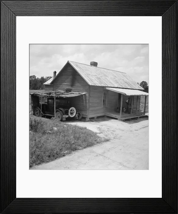 Framed Print : Home of Negro tobacco tenant with addition of improvised garage, Wake County, North Carolina, 1939. Creator: Dorothea Lange Framed Print : Home of Negro tobacco tenant with addition of improvised garage, Wake County, North Carolina, 1939. Creator: Dorothea Lange