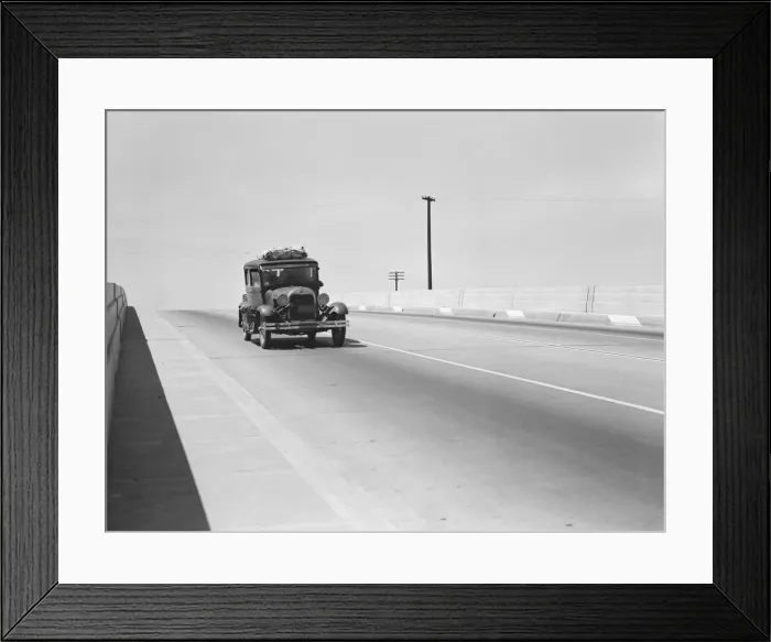 Framed Print : Overpass on U. S. 99, between Tulare and Fresno, California, 1939. Creator: Dorothea Lange Framed Print : Overpass on U. S. 99, between Tulare and Fresno, California, 1939. Creator: Dorothea Lange