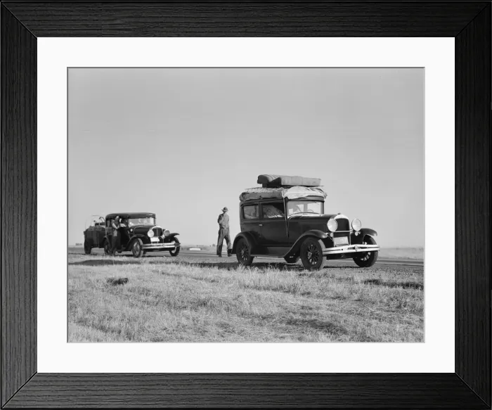 Framed Print : Two families originating from Independence, Kansas, US99, between Tulare and Fresno, 1939. Creator: Dorothea Lange Framed Print : Two families originating from Independence, Kansas, US99, between Tulare and Fresno, 1939. Creator: Dorothea Lange