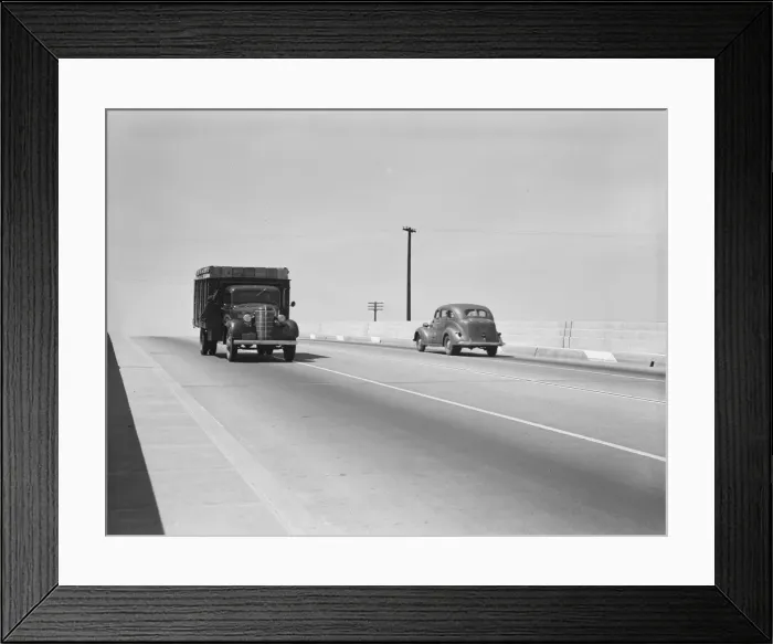 Framed Print : Overpass on U. S. 99, between Tulare and Fresno, California, 1939. Creator: Dorothea Lange Framed Print : Overpass on U. S. 99, between Tulare and Fresno, California, 1939. Creator: Dorothea Lange