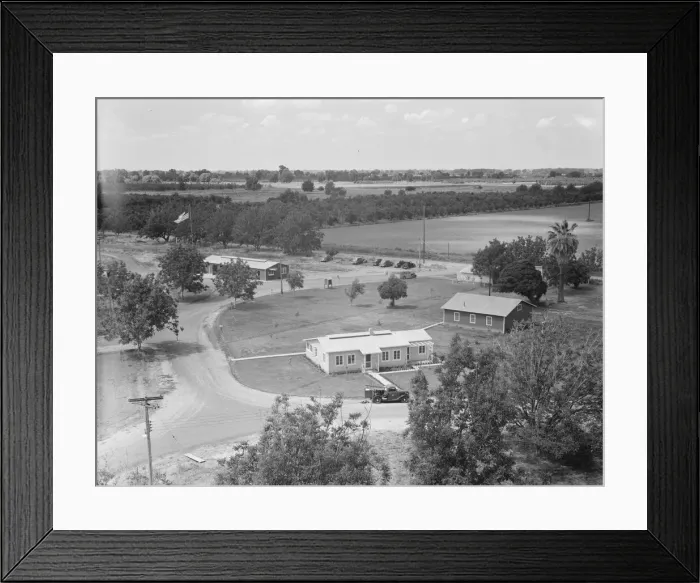 Framed Print : Entrance to camp showing clinic, Farmersville, California, 1939. Creator: Dorothea Lange Framed Print : Entrance to camp showing clinic, Farmersville, California, 1939. Creator: Dorothea Lange