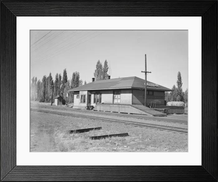 Framed Print : Railroad station, Irrigon, Oregon, 1939. Creator: Dorothea Lange Framed Print : Railroad station, Irrigon, Oregon, 1939. Creator: Dorothea Lange