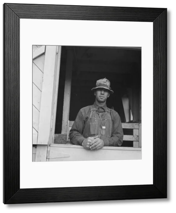 Framed Print : Mr. Granger, seen in doorway of his new barn, Yamhill County, Willamette Valley, Oregon, 1939. Creator: Dorothea Lange Framed Print : Mr. Granger, seen in doorway of his new barn, Yamhill County, Willamette Valley, Oregon, 1939. Creator: Dorothea Lange