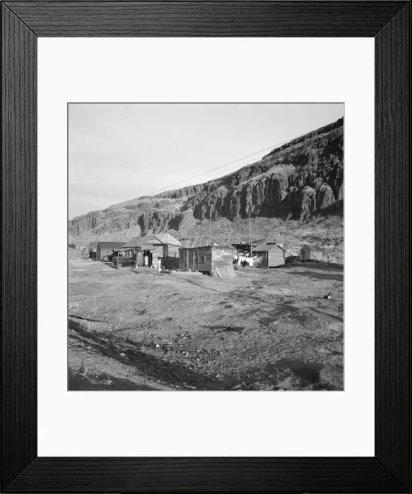 Framed Print : Yakima Indian village, on the Columbia River... Celilo, Wasco County, Oregon, 1939. Creator: Dorothea Lange Framed Print : Yakima Indian village, on the Columbia River... Celilo, Wasco County, Oregon, 1939. Creator: Dorothea Lange