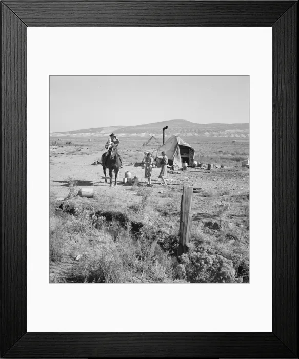Framed Print : Fairbanks home, Willow Creek area, Malheur County, Oregon, 1939. Creator: Dorothea Lange Framed Print : Fairbanks home, Willow Creek area, Malheur County, Oregon, 1939. Creator: Dorothea Lange