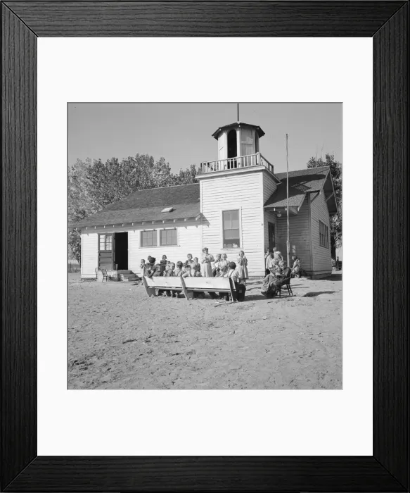 Framed Print : Lincoln Bench School and yard, near Ontario, Malheur County, Oregon, 1939. Creator: Dorothea Lange Framed Print : Lincoln Bench School and yard, near Ontario, Malheur County, Oregon, 1939. Creator: Dorothea Lange