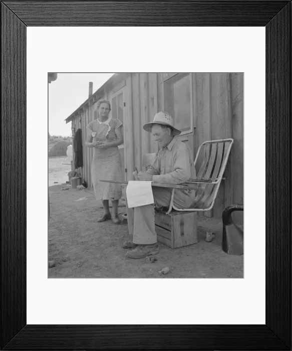Framed Print : Oklahoma farmer, now living in Cow Hollow, is a FSA borrower, Malheur County, Oregon, 1939 Creator: Dorothea Lange Framed Print : Oklahoma farmer, now living in Cow Hollow, is a FSA borrower, Malheur County, Oregon, 1939 Creator: Dorothea Lange