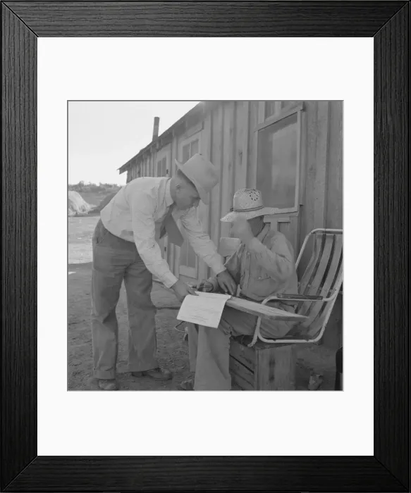 Framed Print : Oklahoma farmer, now living in Cow Hollow, is a FSA borrower, Malheur County, Oregon, 1939 Creator: Dorothea Lange Framed Print : Oklahoma farmer, now living in Cow Hollow, is a FSA borrower, Malheur County, Oregon, 1939 Creator: Dorothea Lange