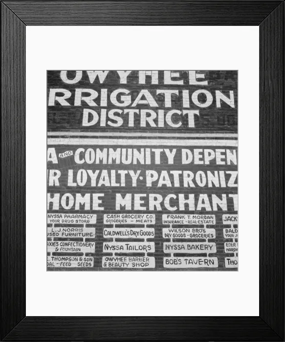 Framed Print : Sign on old bank building now used for office of Bureau... Nyssa, Malheur County, Oregon, 1939. Creator: Dorothea Lange Framed Print : Sign on old bank building now used for office of Bureau... Nyssa, Malheur County, Oregon, 1939. Creator: Dorothea Lange