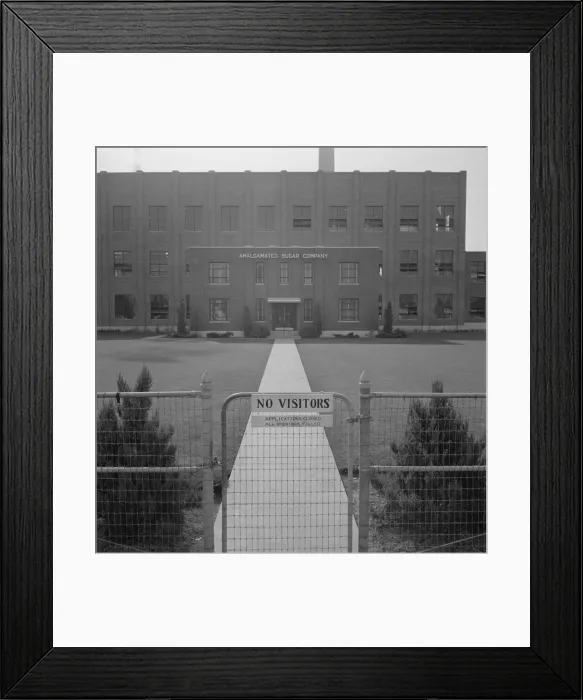 Framed Print : Entrance to Amalgamated Sugar Company factory at opening... Nyssa, Malheur County, Oregon, 1939. Creator: Dorothea Lange Framed Print : Entrance to Amalgamated Sugar Company factory at opening... Nyssa, Malheur County, Oregon, 1939. Creator: Dorothea Lange